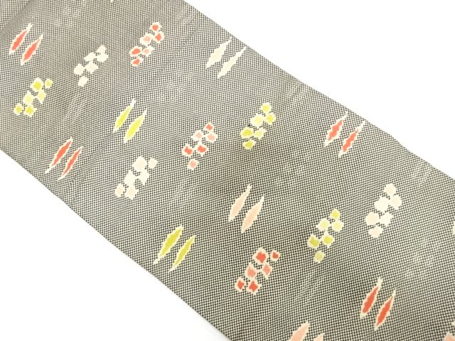 JAPANESEKIMONO / ANTIQUE ABSTRACT PATTERN WOVEN CHECKERBOARD NAGOYA OB